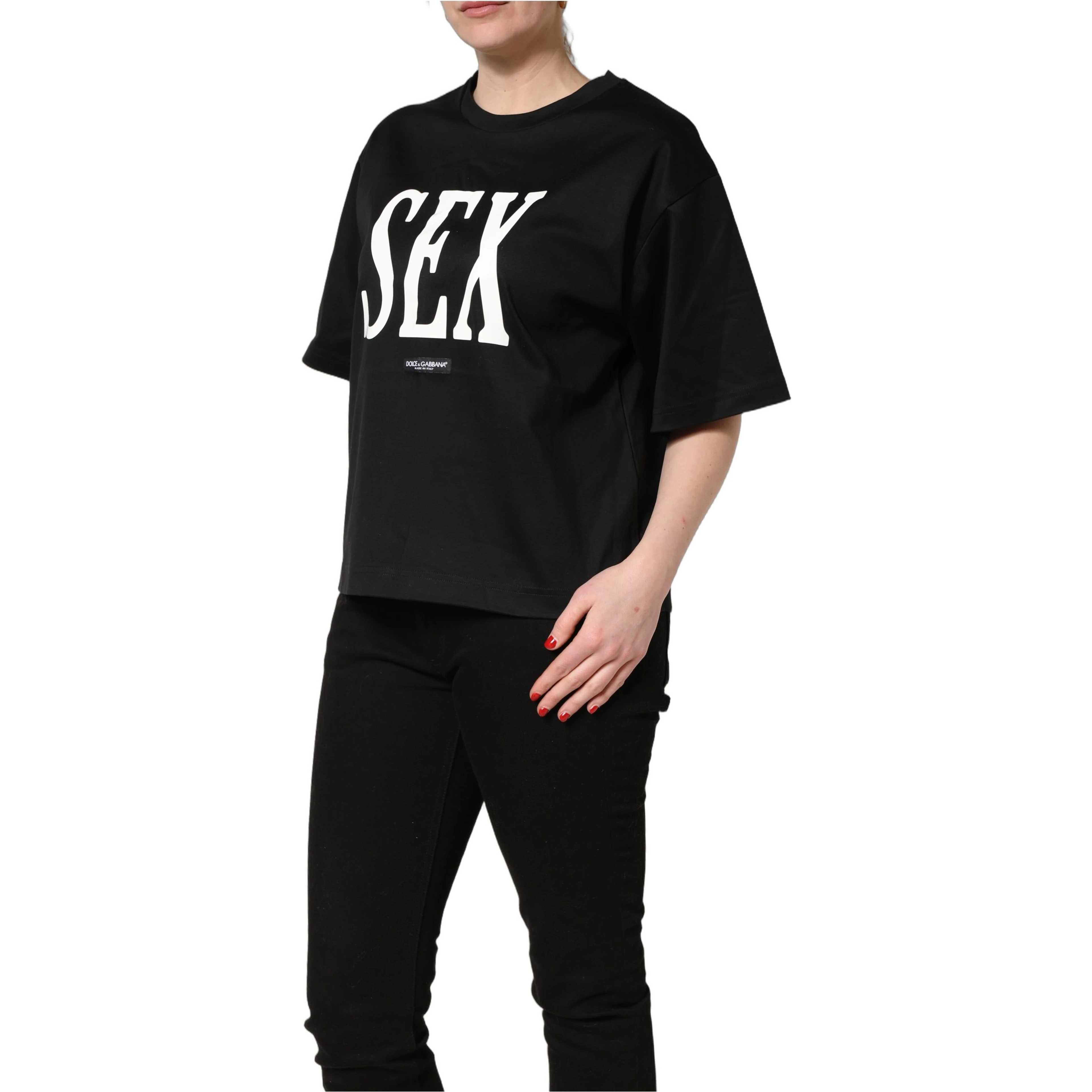 Black Jersey Graphic Short Sleeve Crew Neck T-shirt
