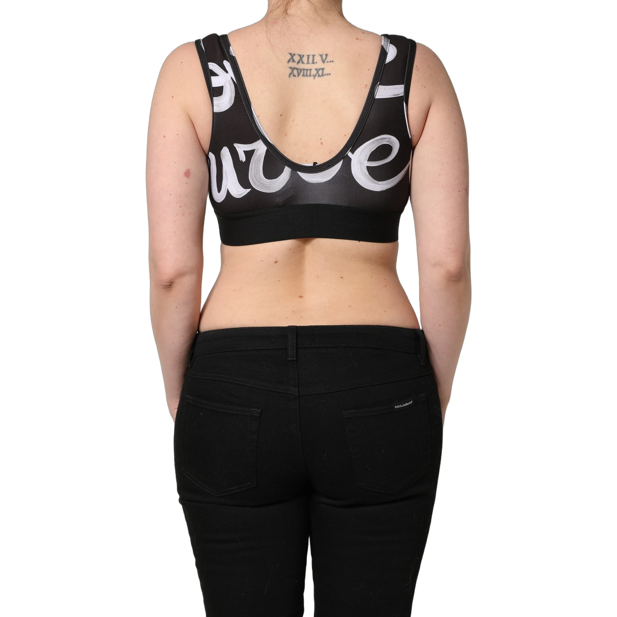 Black DG Love Yourself Sports Bra Cropped Top