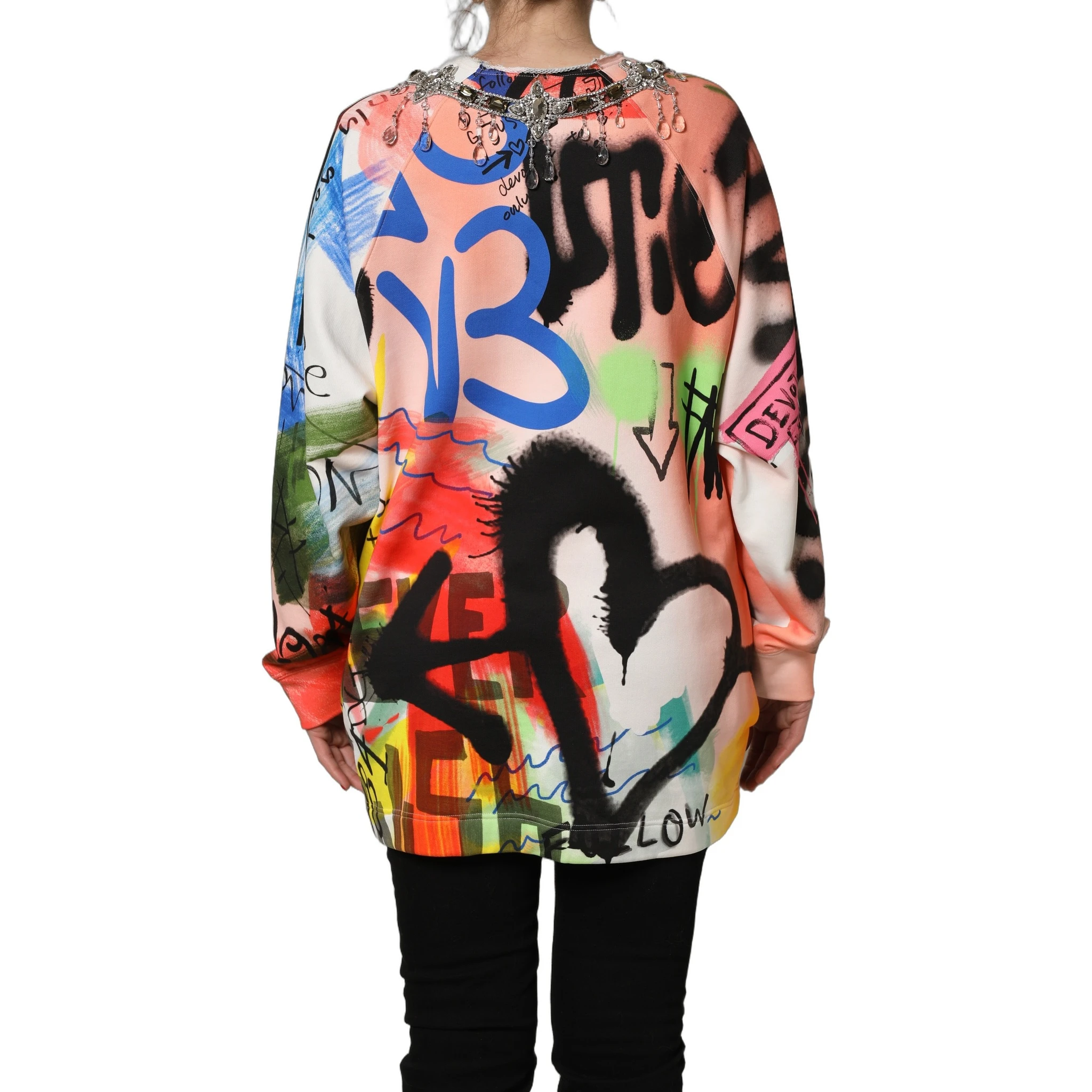 Multicolor Embellished Graffiti Sweatshirt