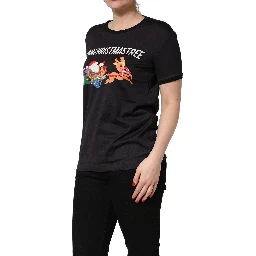 Black #IAMACHRISTMASTREE Print Cotton T-shirt