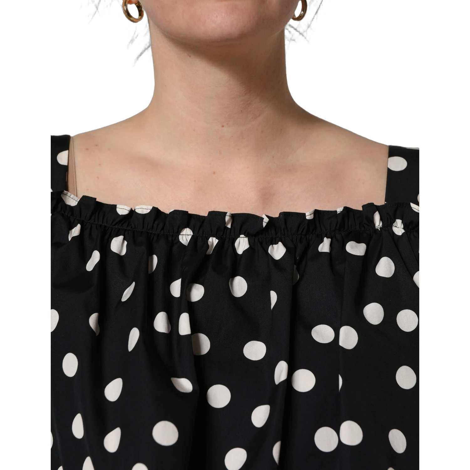Black White Polka Dot Off Shoulder Top