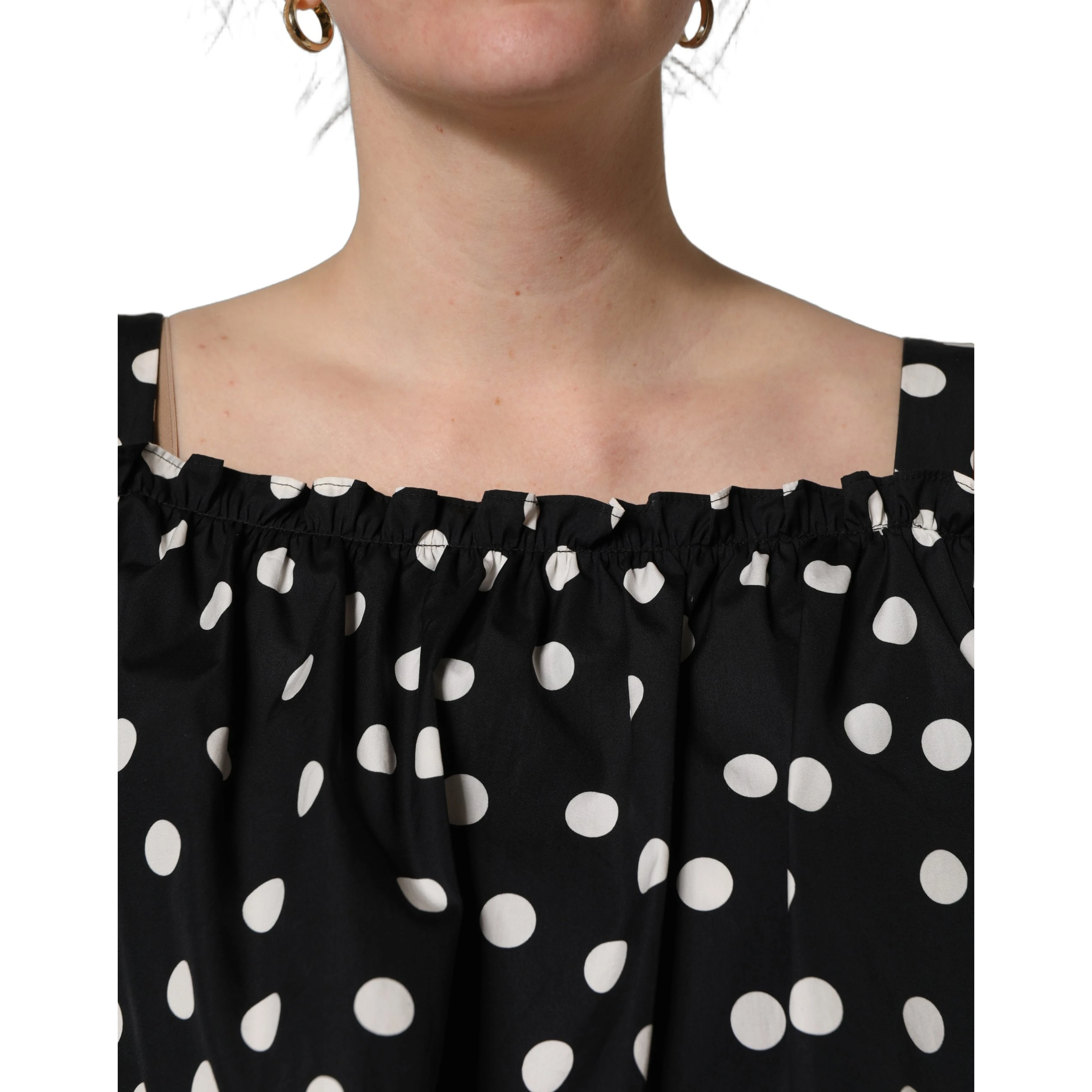 Black White Polka Dot Off Shoulder Top