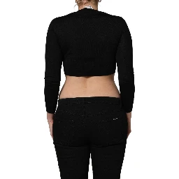 Black Graphic Print Long-Sleeved Top