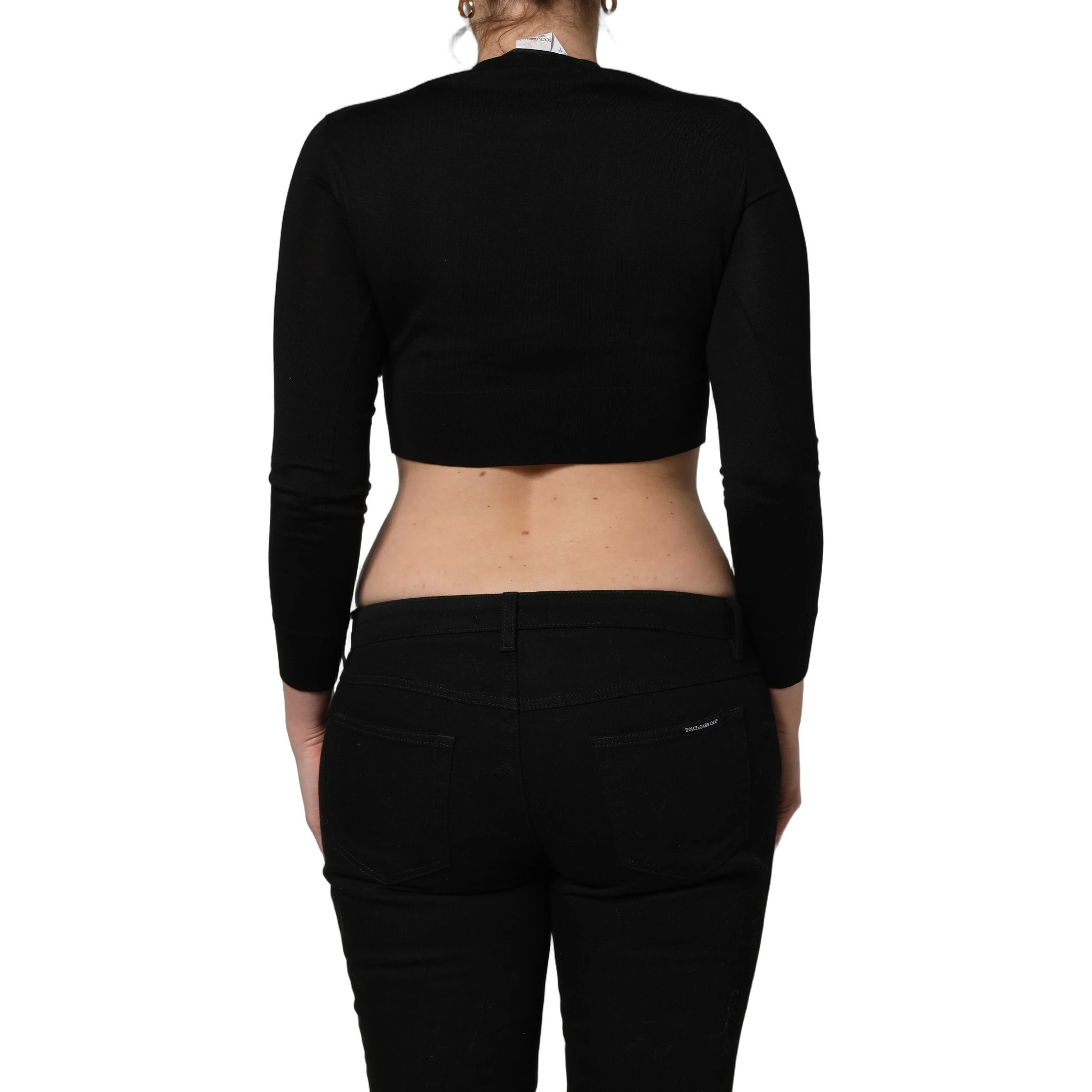 Black Graphic Print Long-Sleeved Top
