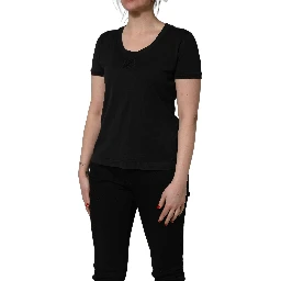 Black Cotton Short-Sleeve Crew Neck T-shirt