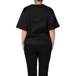 Black Jersey Graphic Short Sleeve Crew Neck T-shirt
