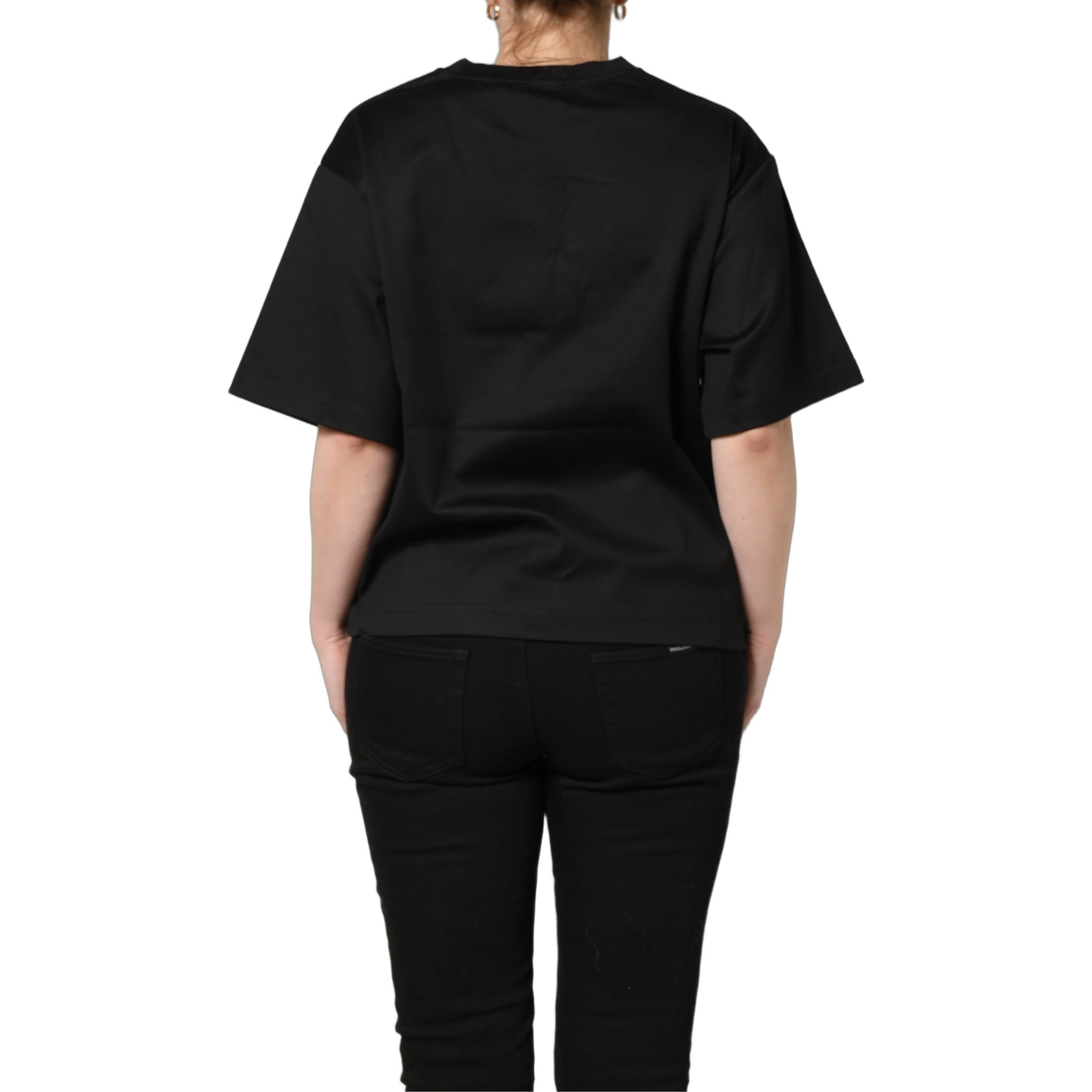 Black Jersey Graphic Short Sleeve Crew Neck T-shirt