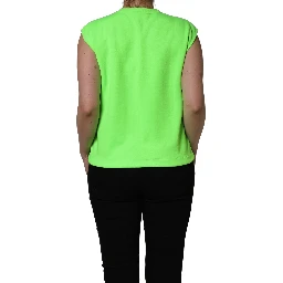 Neon Green DG Sequined Sleeveless Jersey Top