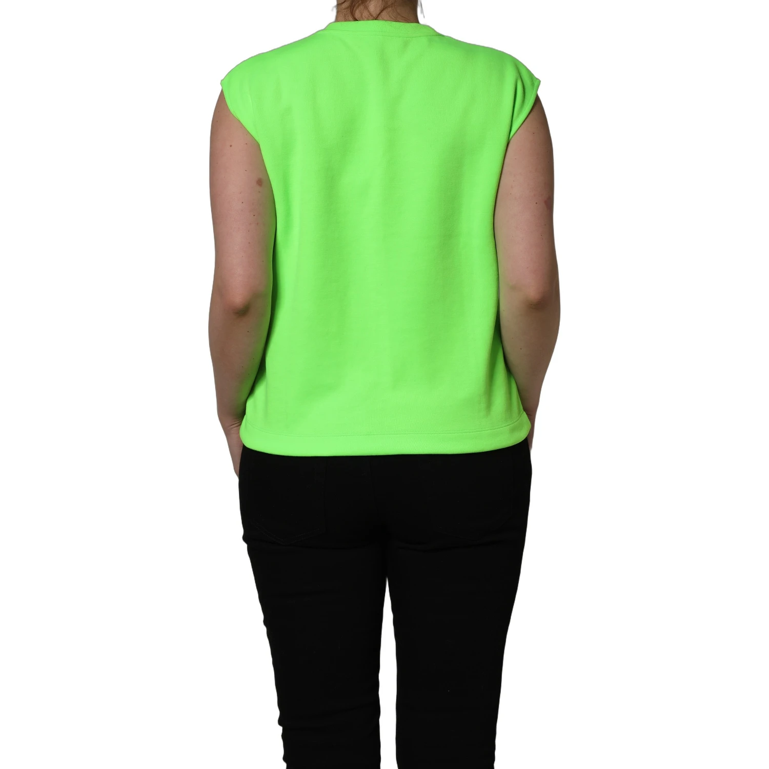 Neon Green DG Sequined Sleeveless Jersey Top