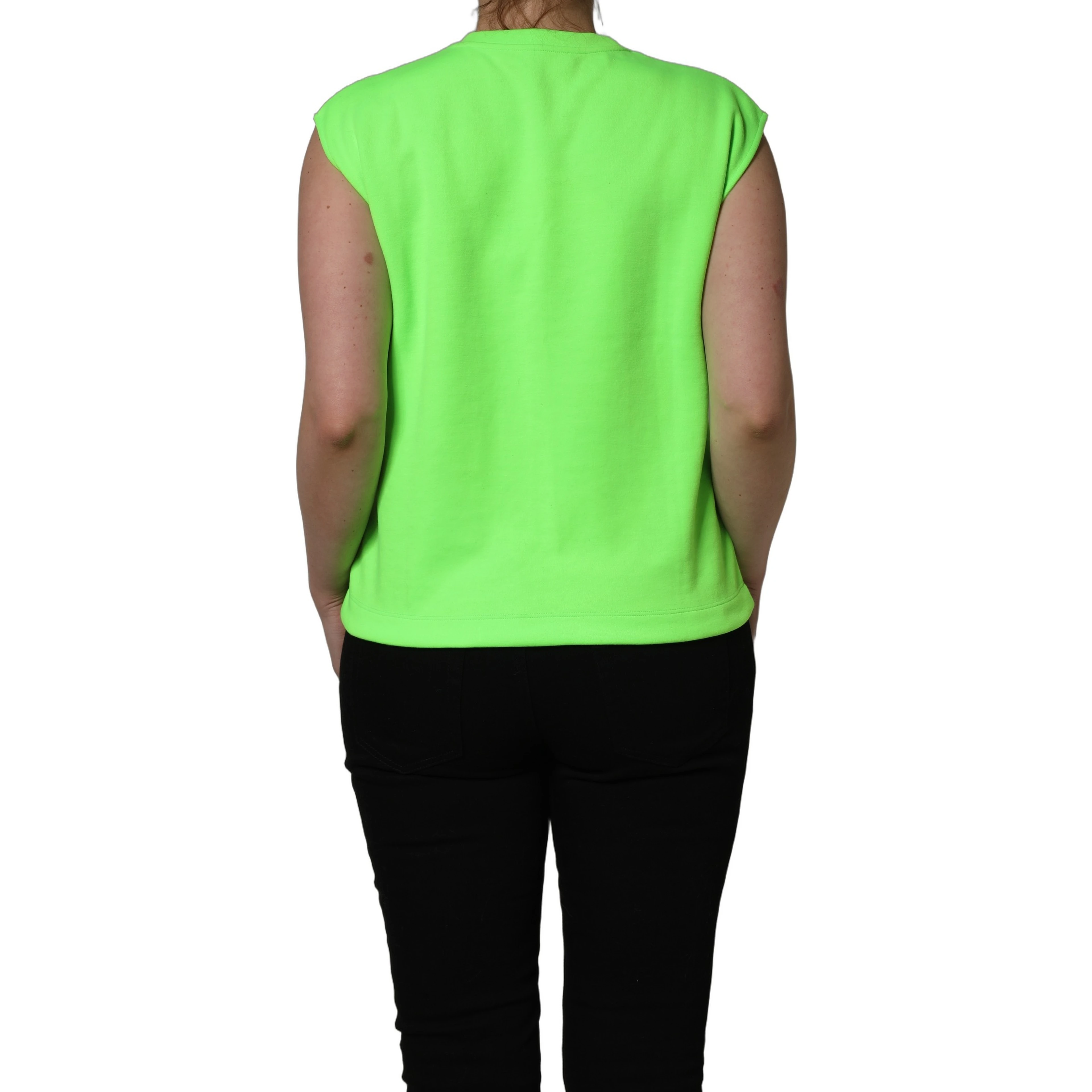 Neon Green DG Sequined Sleeveless Jersey Top