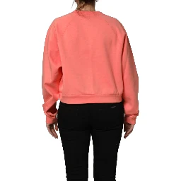 Pink Graphic Crew Neck Cropped Sweatshirt Sweater