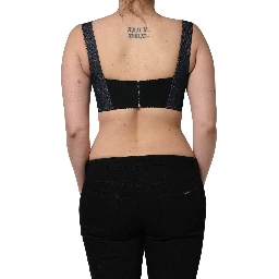 Black Denim Corset Bralette Cotton Cropped Top