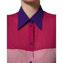 Multicolor Silk Patchwork Shirt Blouse Top