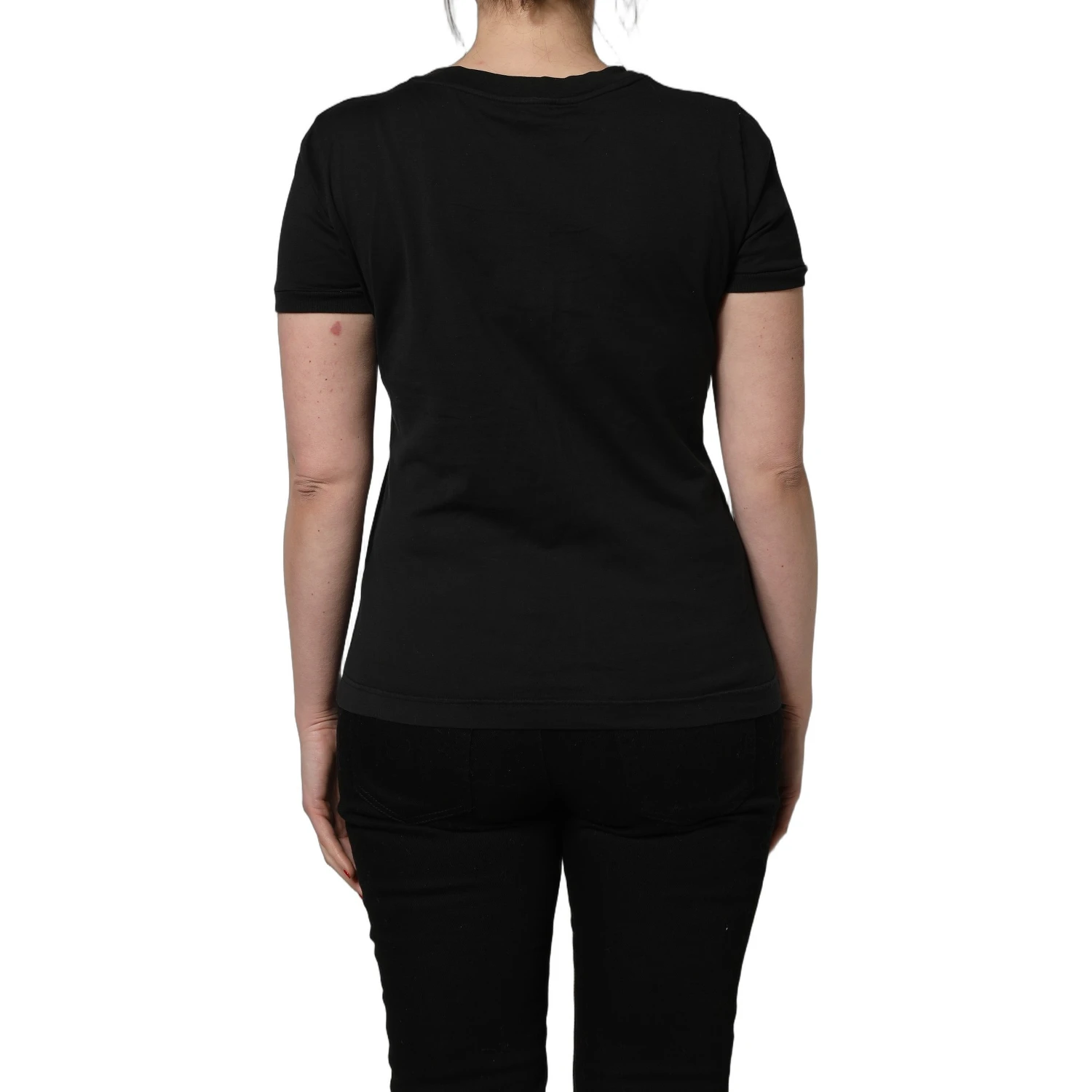 Black Cotton Short-Sleeve Crew Neck T-shirt