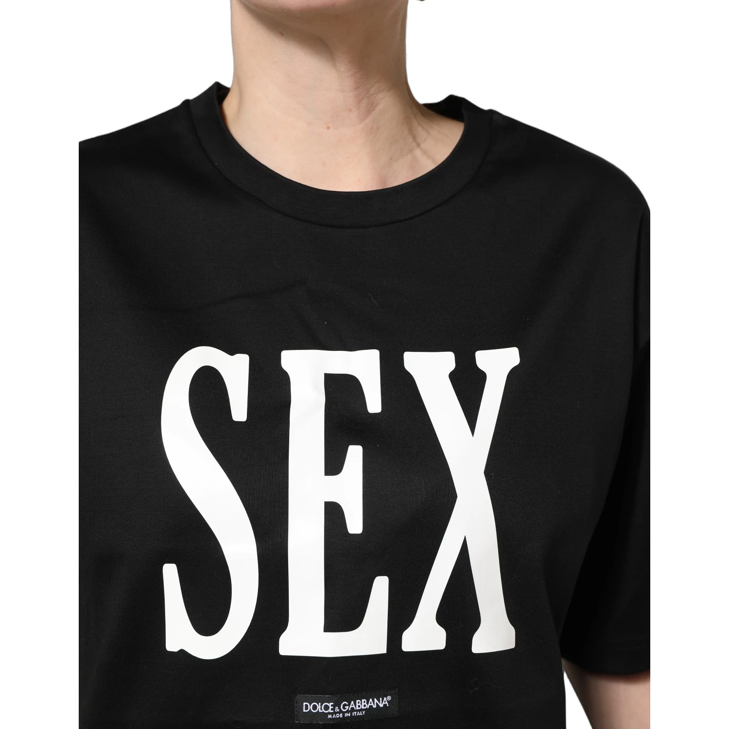 Black Jersey Graphic Short Sleeve Crew Neck T-shirt