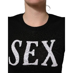 Black Graphic Print Long-Sleeved Top
