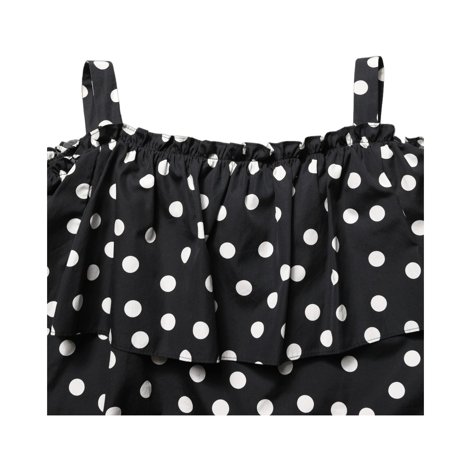 Black White Polka Dot Off Shoulder Top