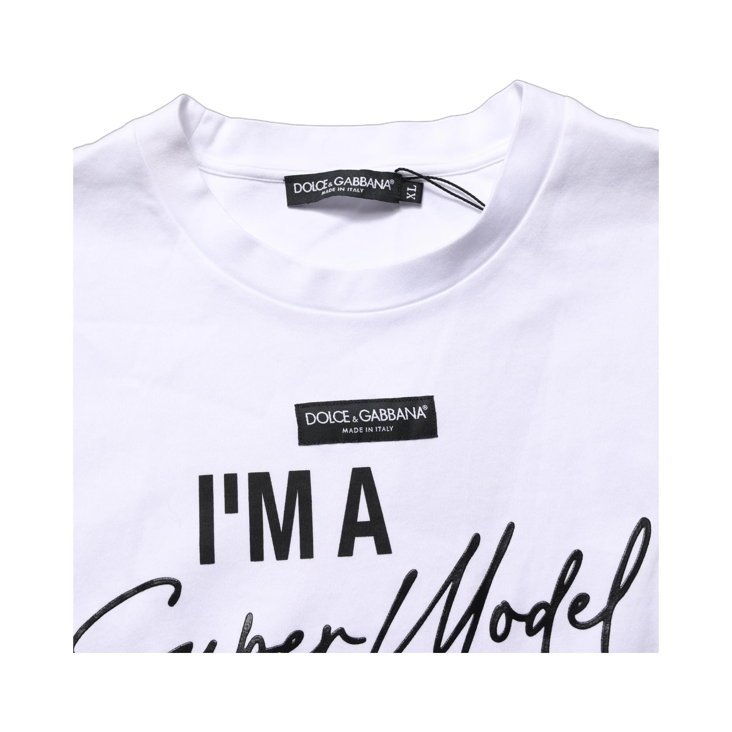 White I'm A Super Model Fan Print Jersey T-shirt