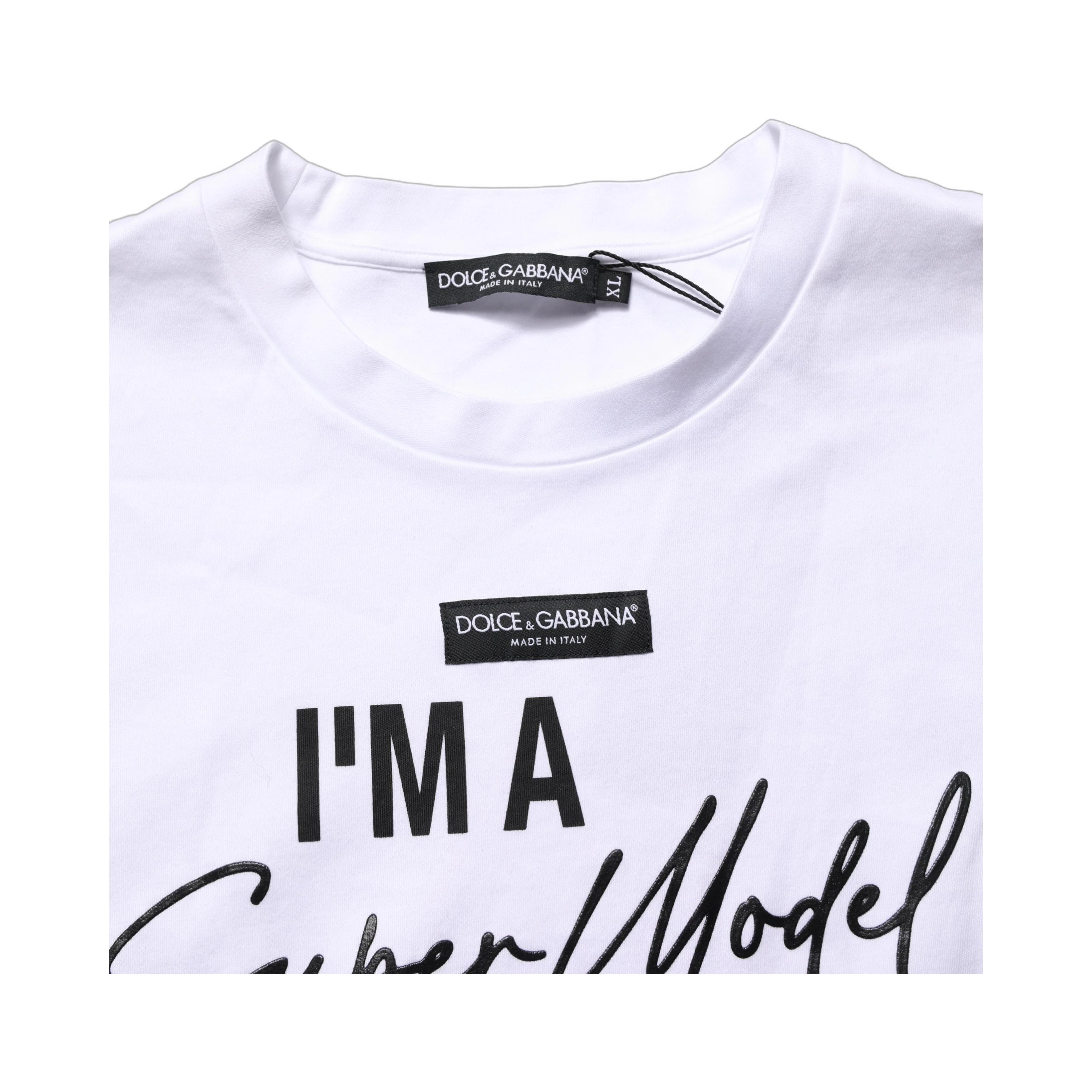 White I'm A Super Model Fan Print Jersey T-shirt