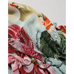 Multicolor Floral Silk Cropped Shirt Top