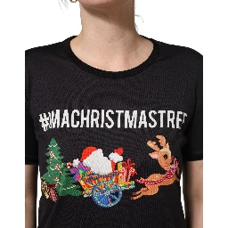 Black #IAMACHRISTMASTREE Print Cotton T-shirt