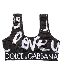 Black DG Love Yourself Sports Bra Cropped Top