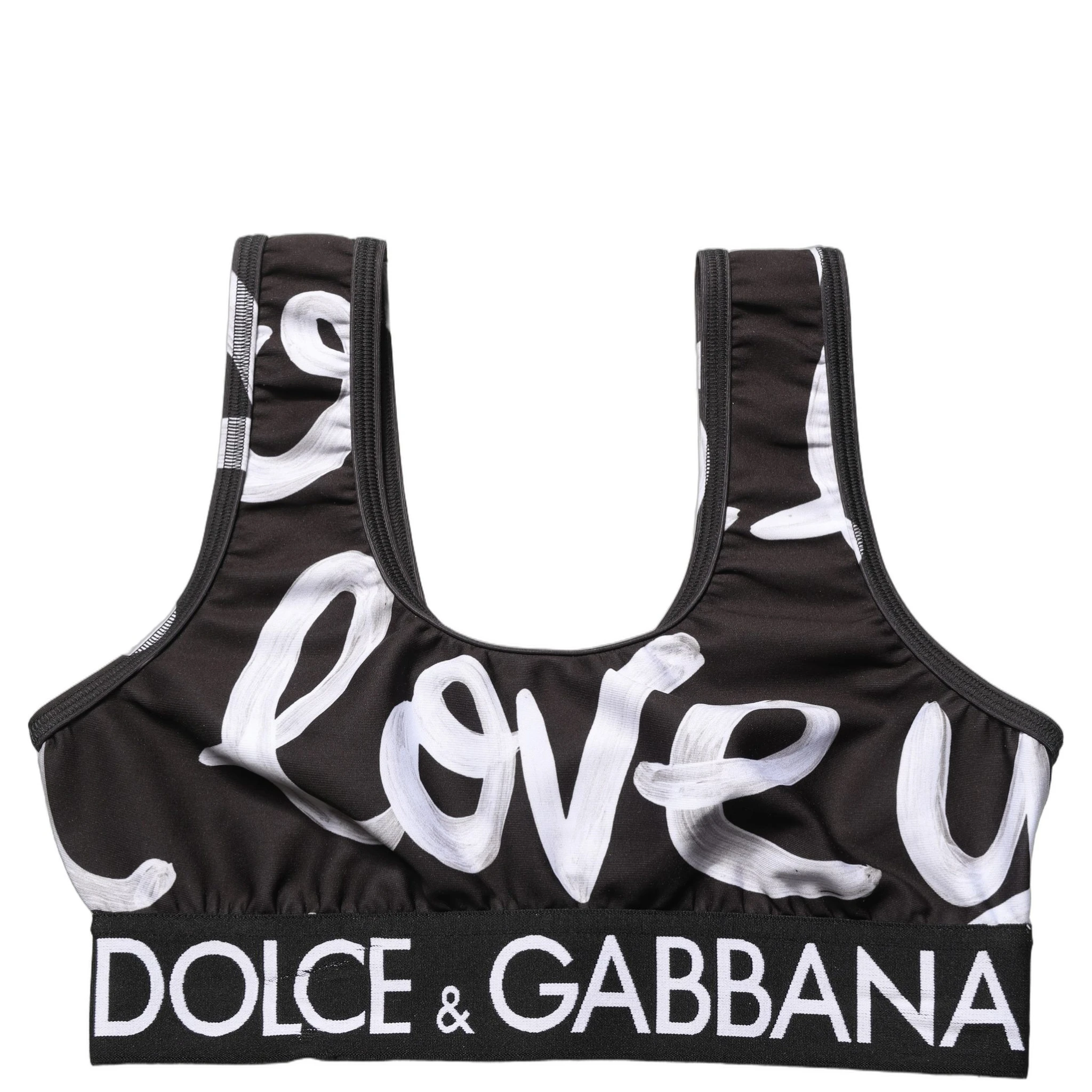 Black DG Love Yourself Sports Bra Cropped Top