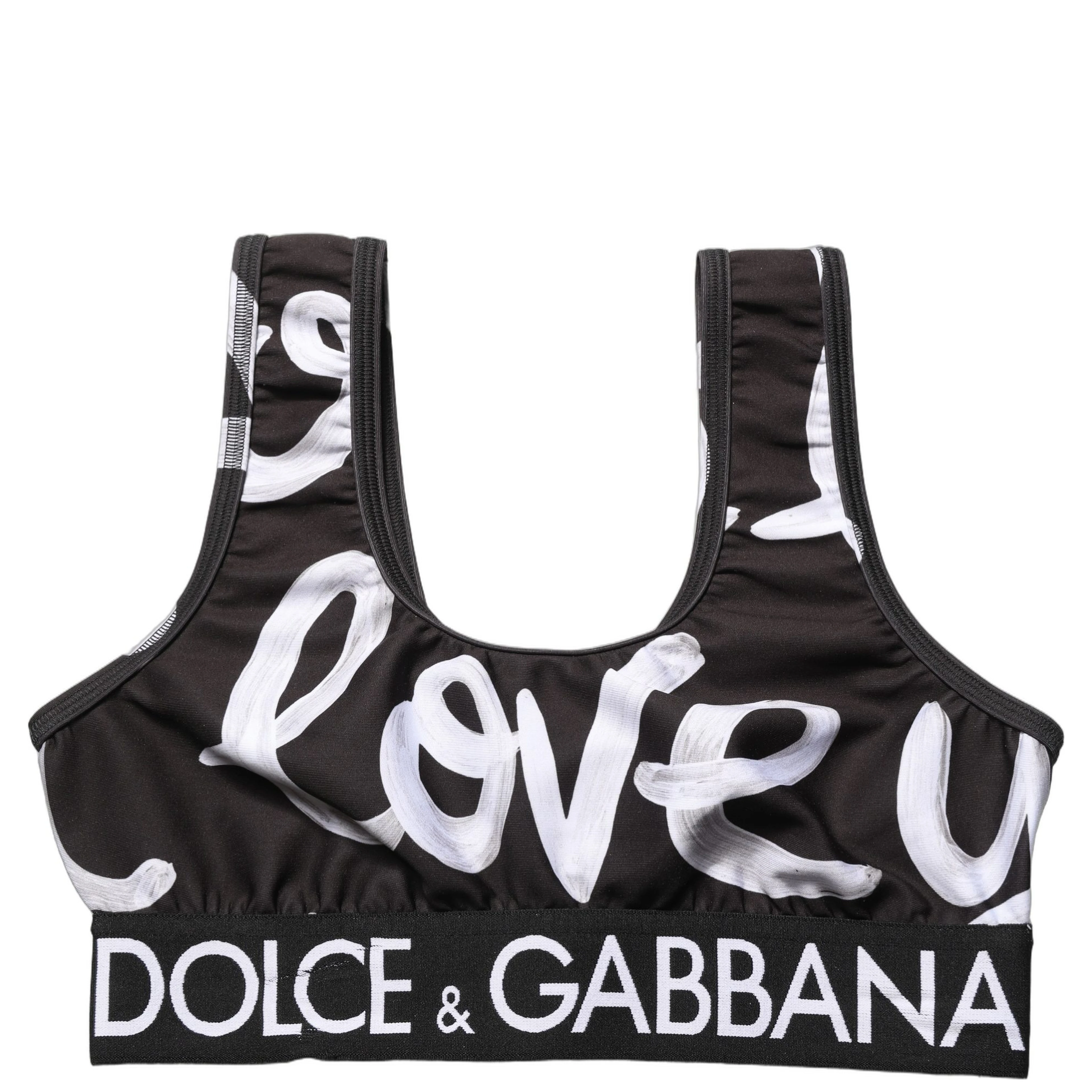 Black DG Love Yourself Sports Bra Cropped Top
