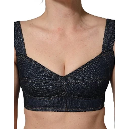 Black Denim Corset Bralette Cotton Cropped Top