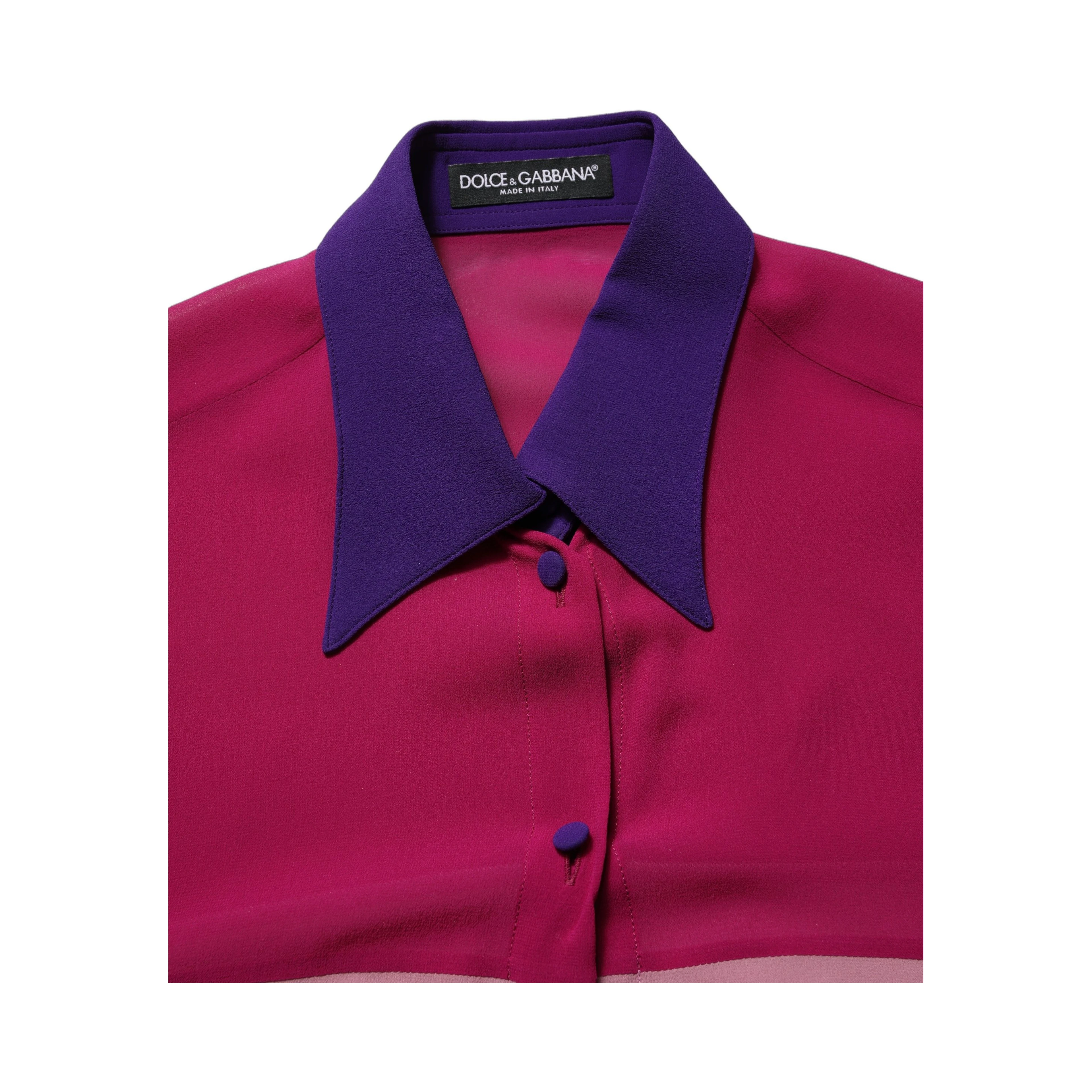 Multicolor Silk Patchwork Shirt Blouse Top