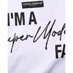 White I'm A Super Model Fan Print Jersey T-shirt