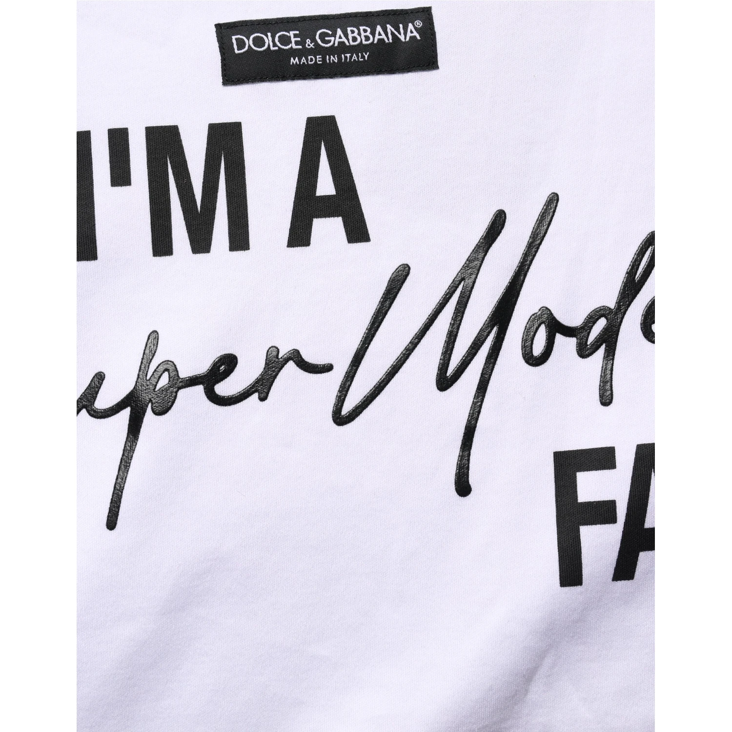 White I'm A Super Model Fan Print Jersey T-shirt