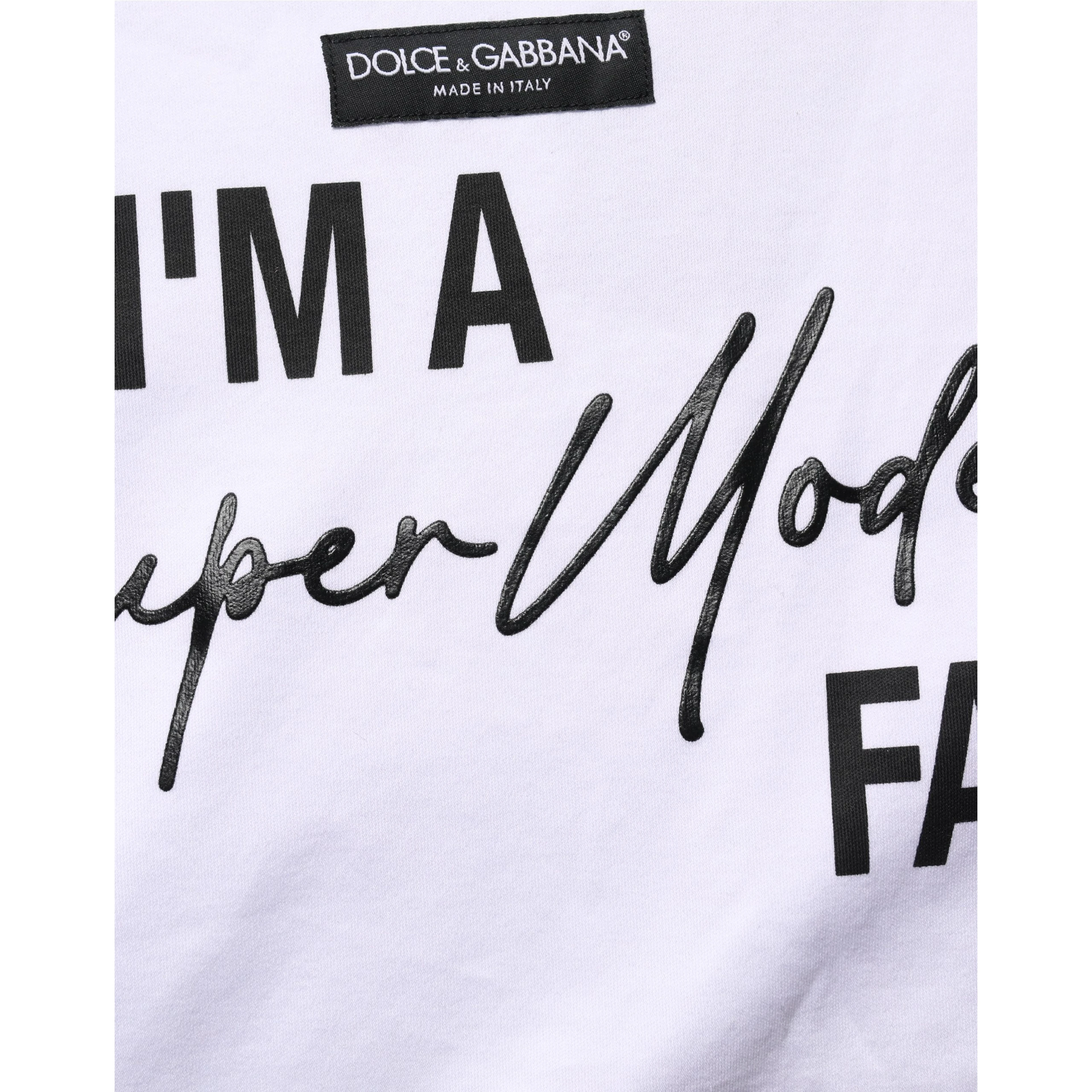 White I'm A Super Model Fan Print Jersey T-shirt