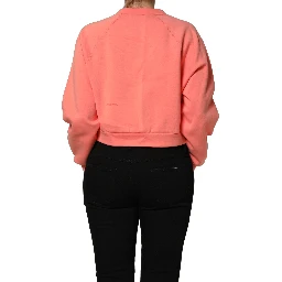 Pink Graphic Crew Neck Cropped Sweatshirt Sweater