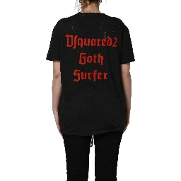 Black Chain Embellished Cotton Short Sleeve T-shirt