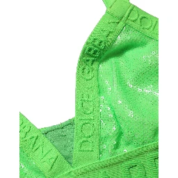 Neon Green Soft Cup Logo-Trim Bra Cropped Top