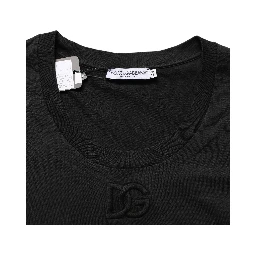 Black Cotton Short-Sleeve Crew Neck T-shirt