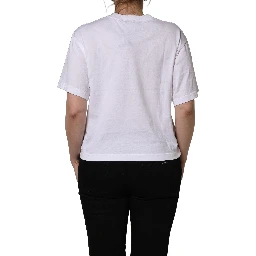 White I Love Supermodel Cotton Crew Neck T-shirt