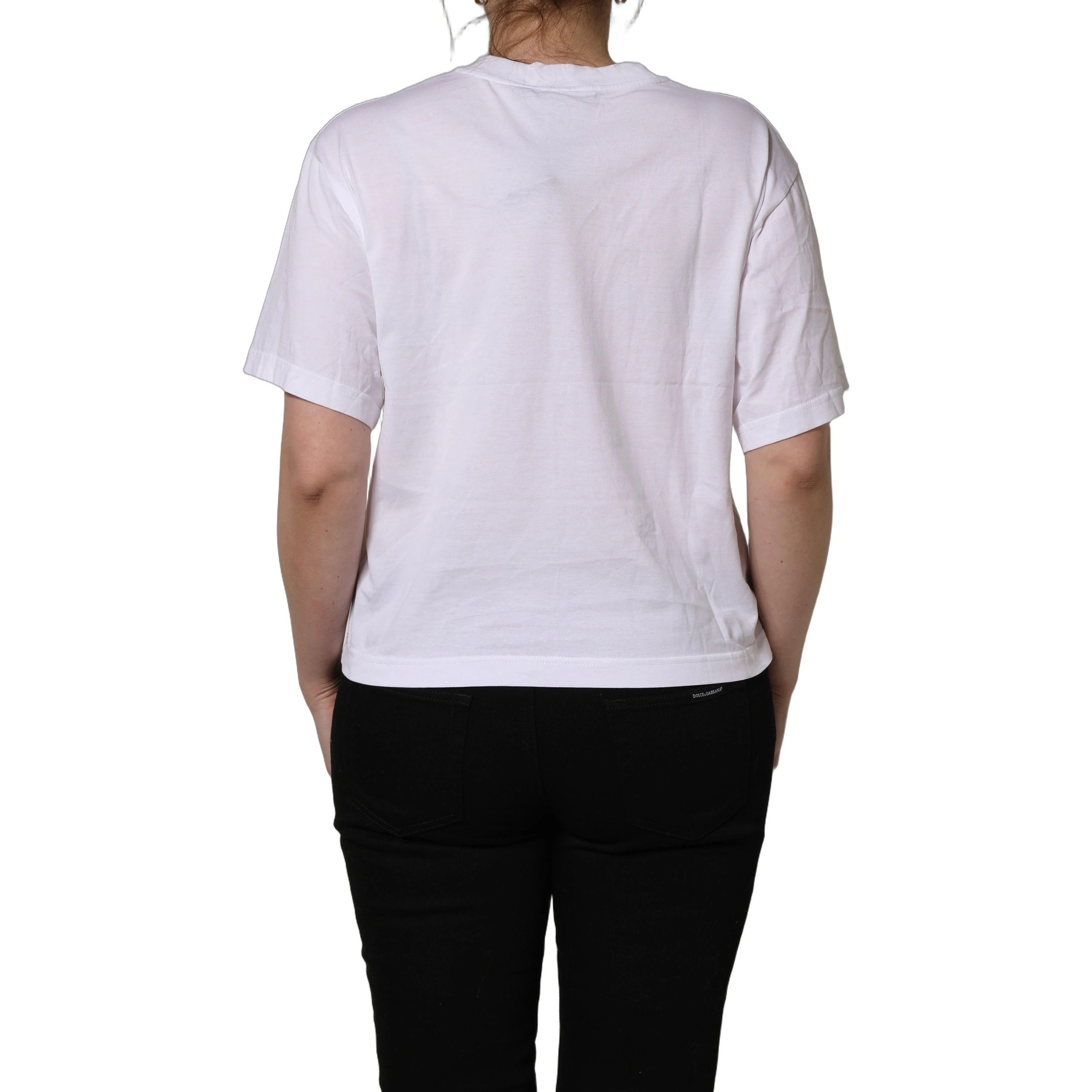 White I Love Supermodel Cotton Crew Neck T-shirt