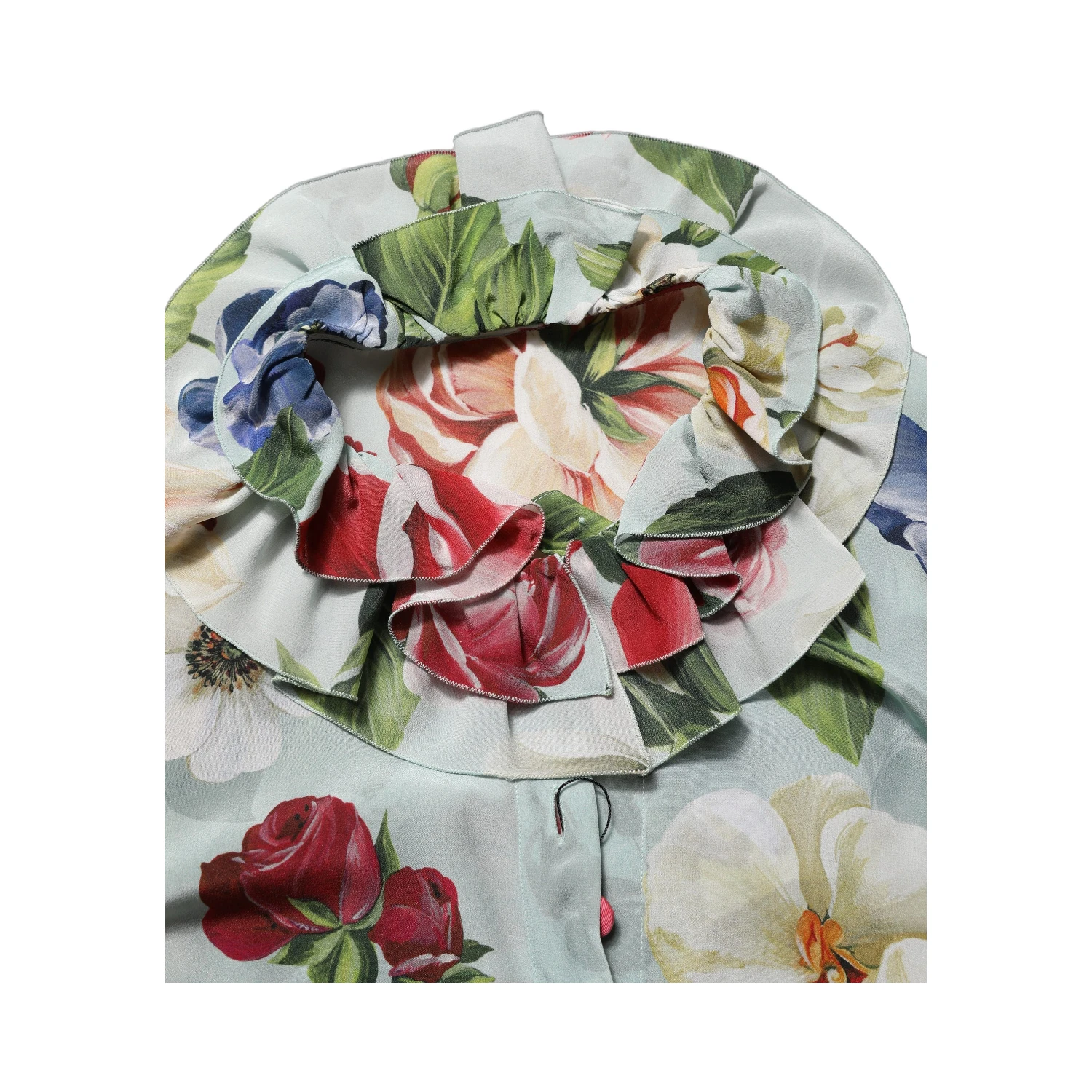 Multicolor Floral Silk Cropped Shirt Top
