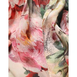 Multicolor Floral Tie-Neck Silk Chiffon Blouse Top