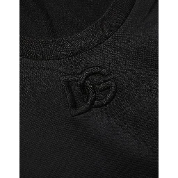 Black Cotton Short-Sleeve Crew Neck T-shirt