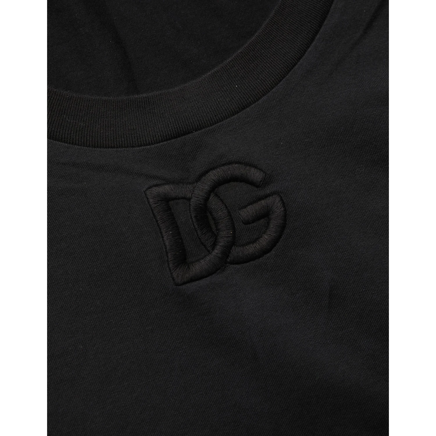 Black Cotton Short-Sleeve Crew Neck T-shirt