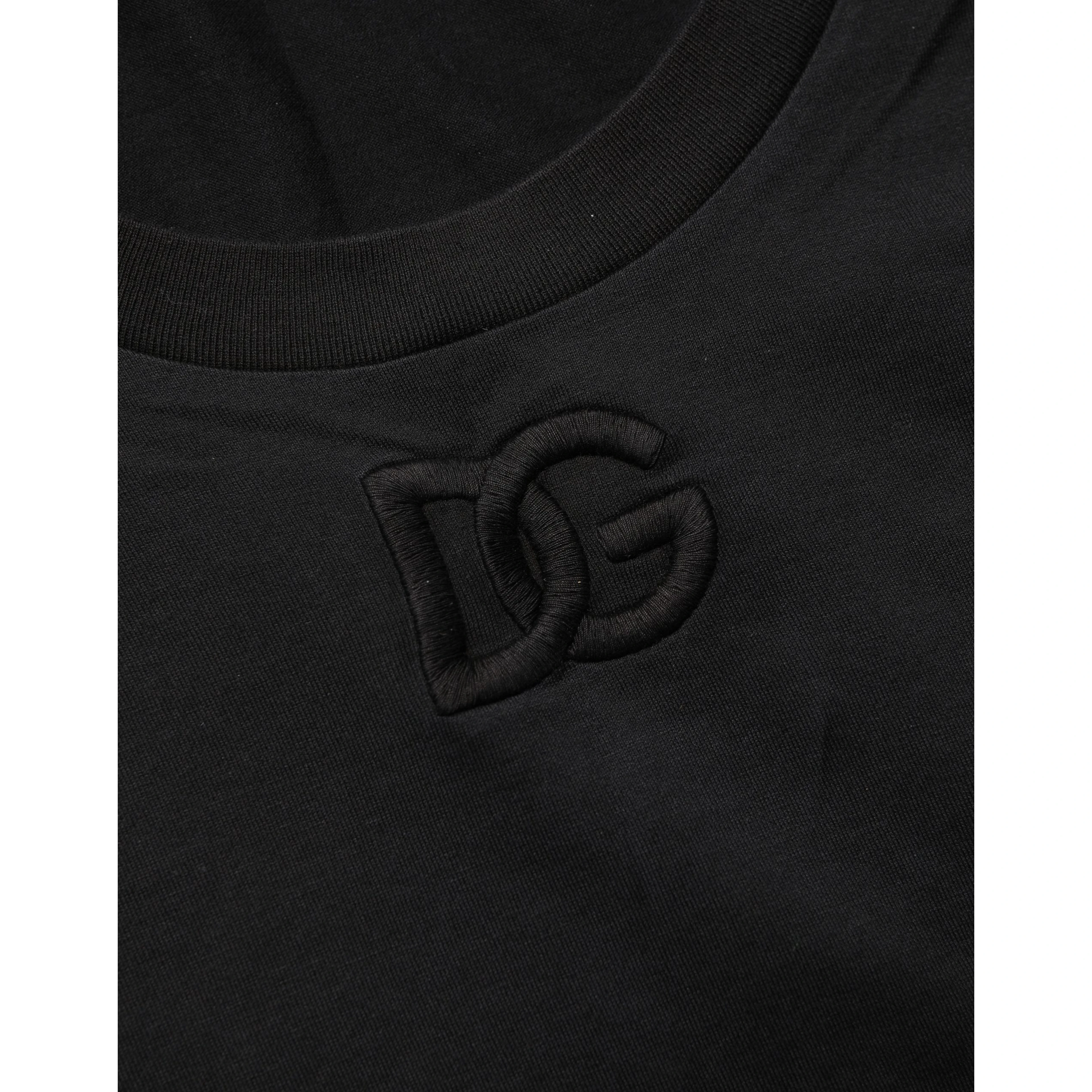 Black Cotton Short-Sleeve Crew Neck T-shirt