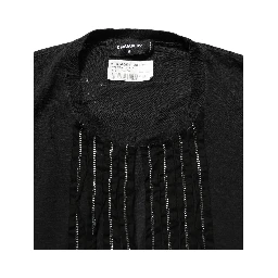 Black Chain Embellished Cotton Short Sleeve T-shirt