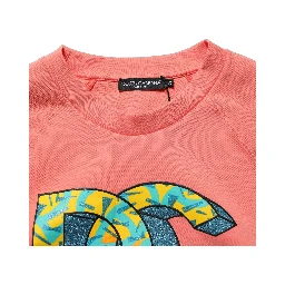 Pink Graphic Crew Neck Cropped Sweatshirt Sweater