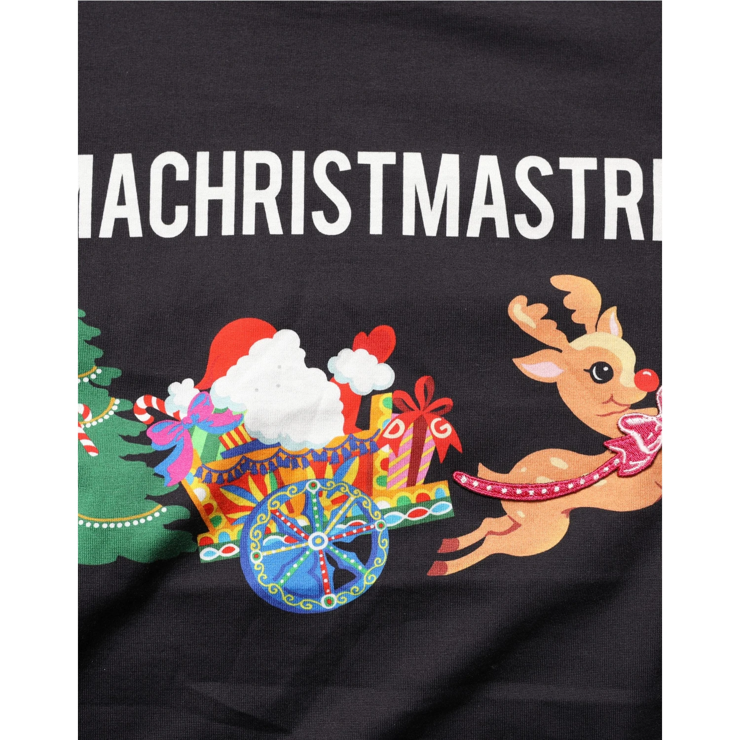 Black #IAMACHRISTMASTREE Print Cotton T-shirt