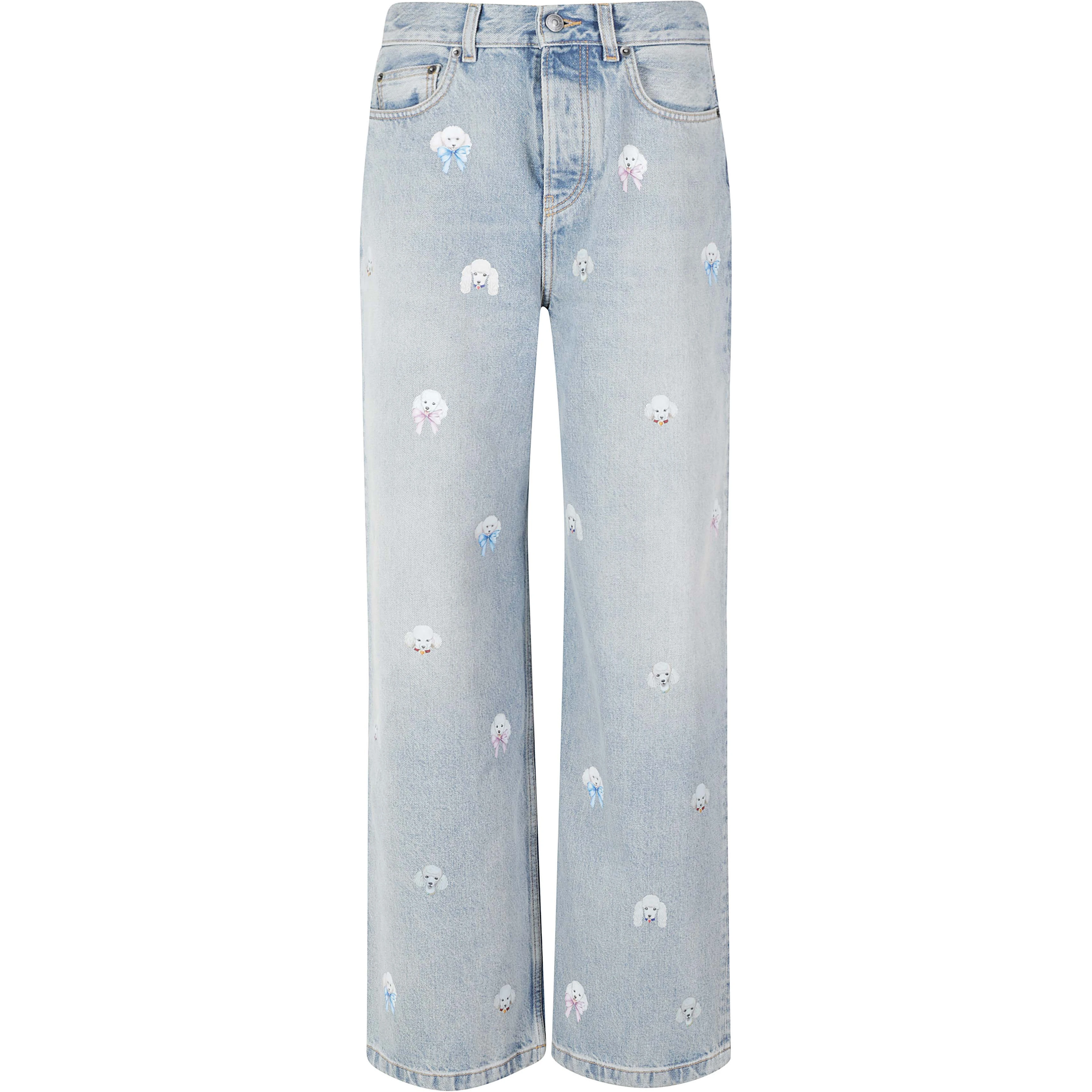 POODLE PRINT BAGGY JEANS