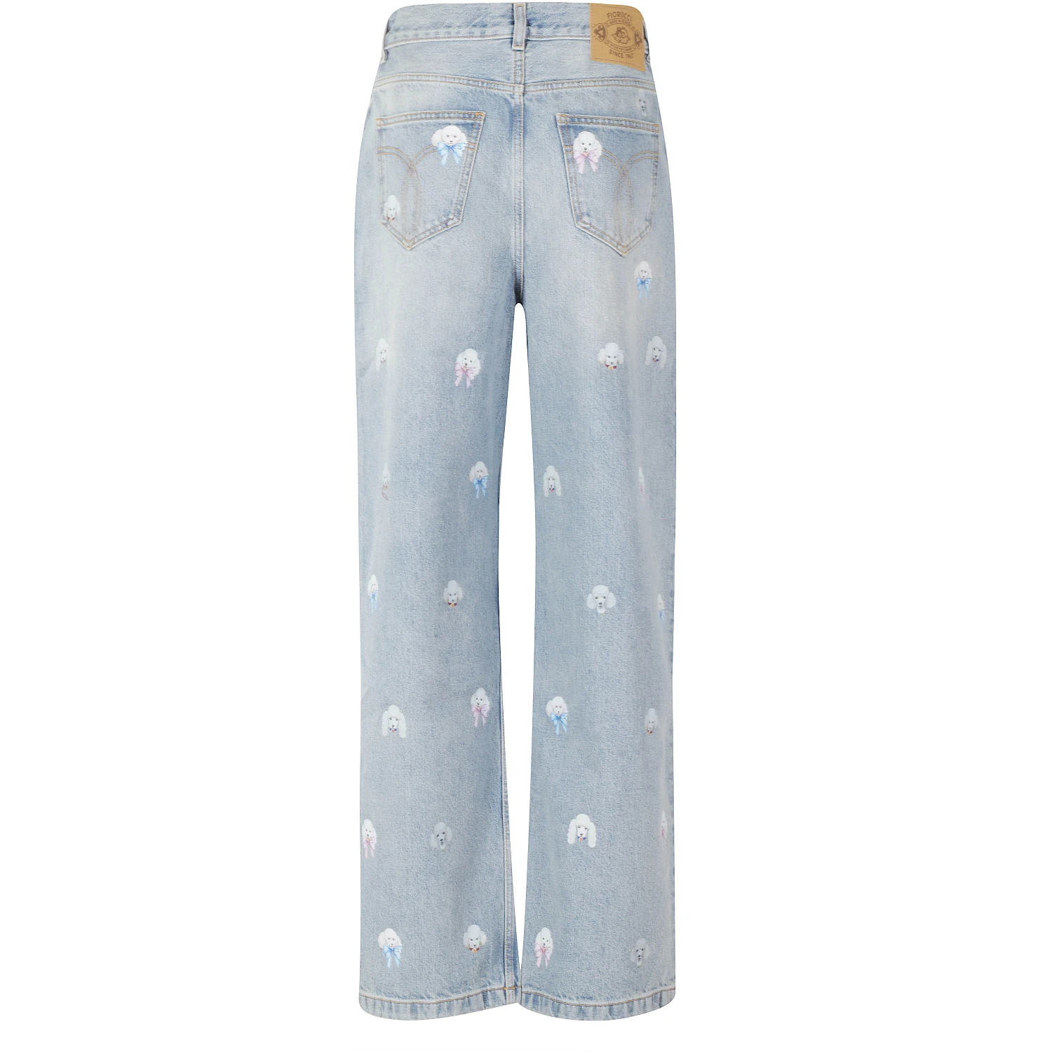 POODLE PRINT BAGGY JEANS