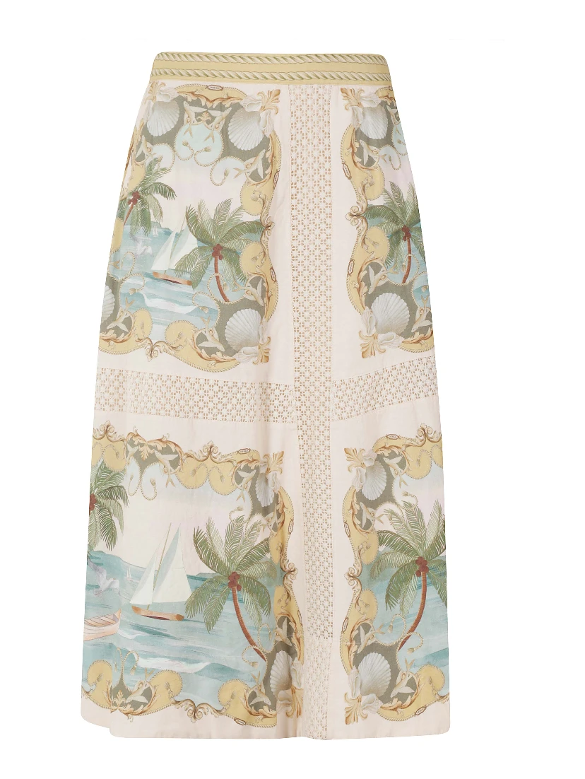 CROCHET DETAIL MIDI SKIRT